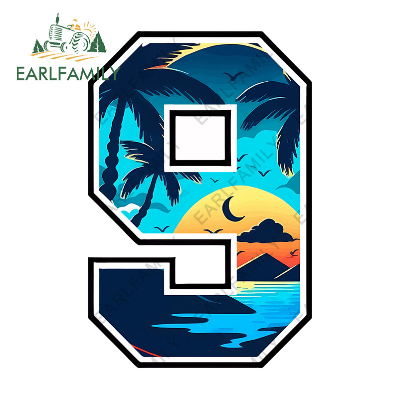 EARLFAMILY Sunset Beach Racing จํานวนรถสติกเกอร์ที่น่าสนใจกันน้ํา Campervan สเก็ตบอร์ดแล็ปท็อปกันชน Decal Occlusion Scratch รถสินค้า