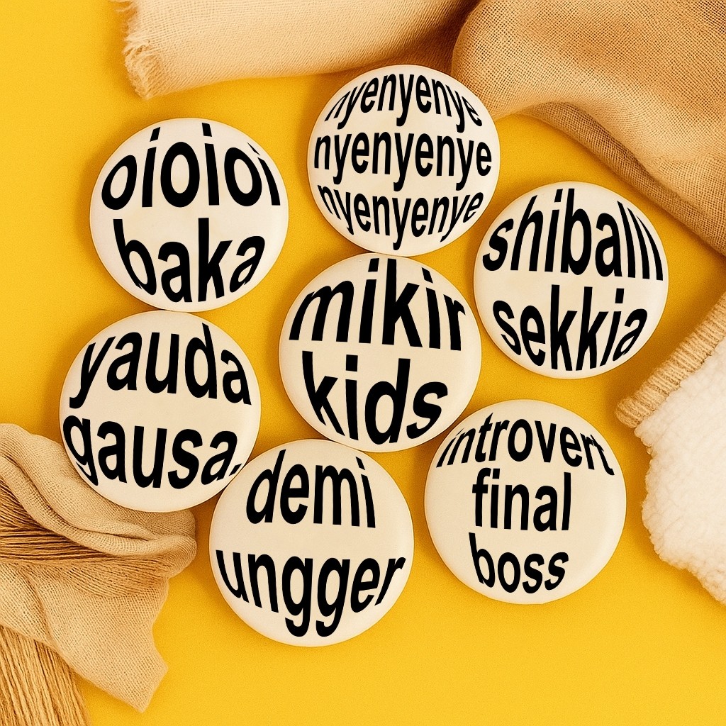 อุปกรณ์เสริม Dhuta 44 - ปุ่ม PIN FUNNY WORDS | WIDE TEXS | เข็มกลัดกระเป๋า | Y2K AESTHETIC PIN