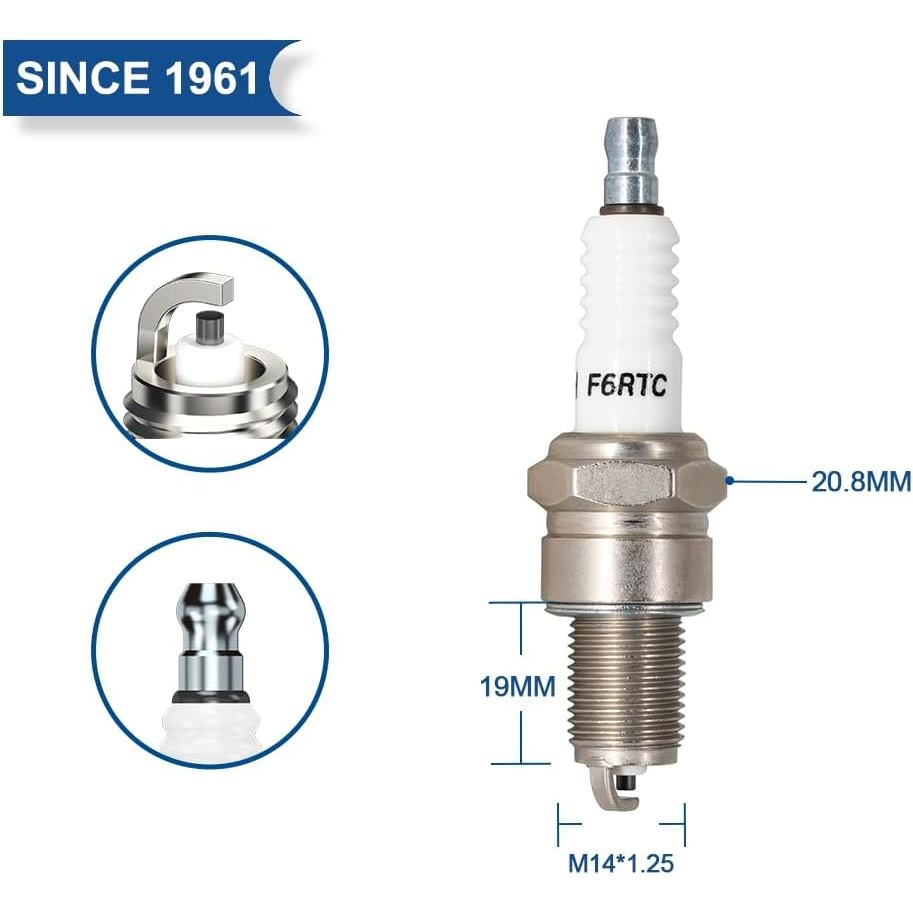 PK2 TORCH F6RTC Spark Plug Replace for NGK 7131 BPR6ES Spark Plug, for Bosch WR6DC WR7DC Spark Plug,
