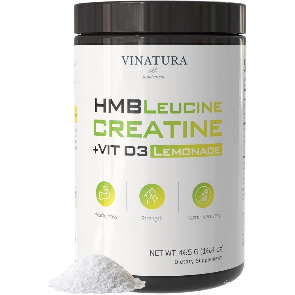 HMB Leucine Creatine Powder - 5g Creatine Monohydrate, อาหารเสริม HMB 3g, 3g L-Leucine - วิตามินดี3,