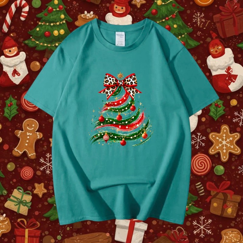 MKL พร้อมส่งในไทย เสื้อยืดคอกลม แขนสั้น พิมพ์ลายต้นศริสมาสMerry Christmas ผ้ายืดใส่สบาย #9744 ราคา ถูกที่สุด ดีลบีเคเค แกลเลอรีภาพที่ 3
