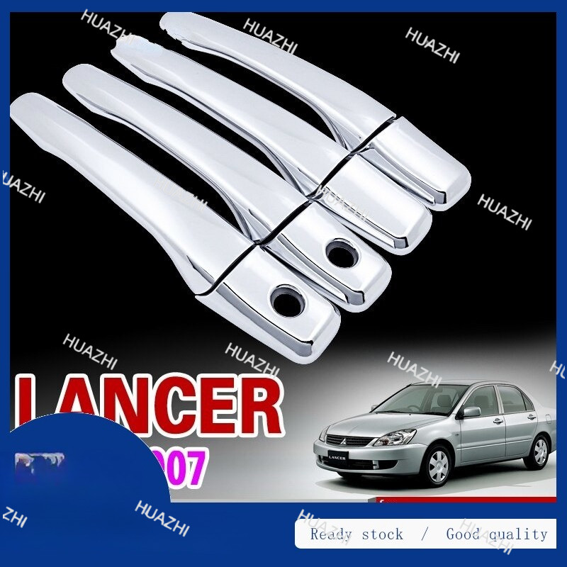 MITSUBISHI เฮิรตซ์ สําหรับมิตซูบิชิ แลนเซอร์ 2001-2007โครเมี่ยมมือจับประตูชุดตกแต่ง 2002 2003 2004 2005 2006อุปกรณ์ตกแต่งรถยนต์สติกเกอร์