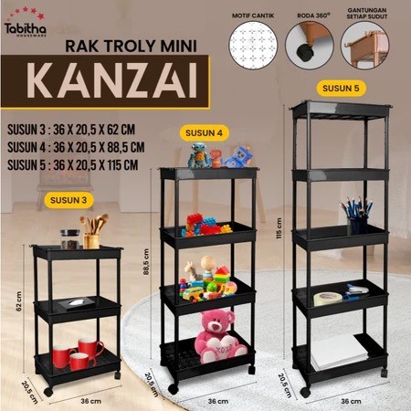 AS Mini Trolley Rack Salon Stacking Rack - ชั้นเก็บของมัลติฟังก์ชั่นพร้อมล้อ Kanzai Trolley Rack