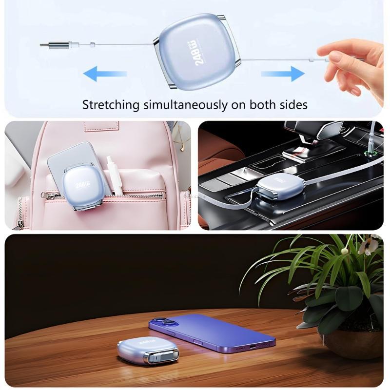 BA 240W Type C Fast Charge Data Cable พร้อมการควบคุมความยาว 4 ระดับแบบพับเก็บได้