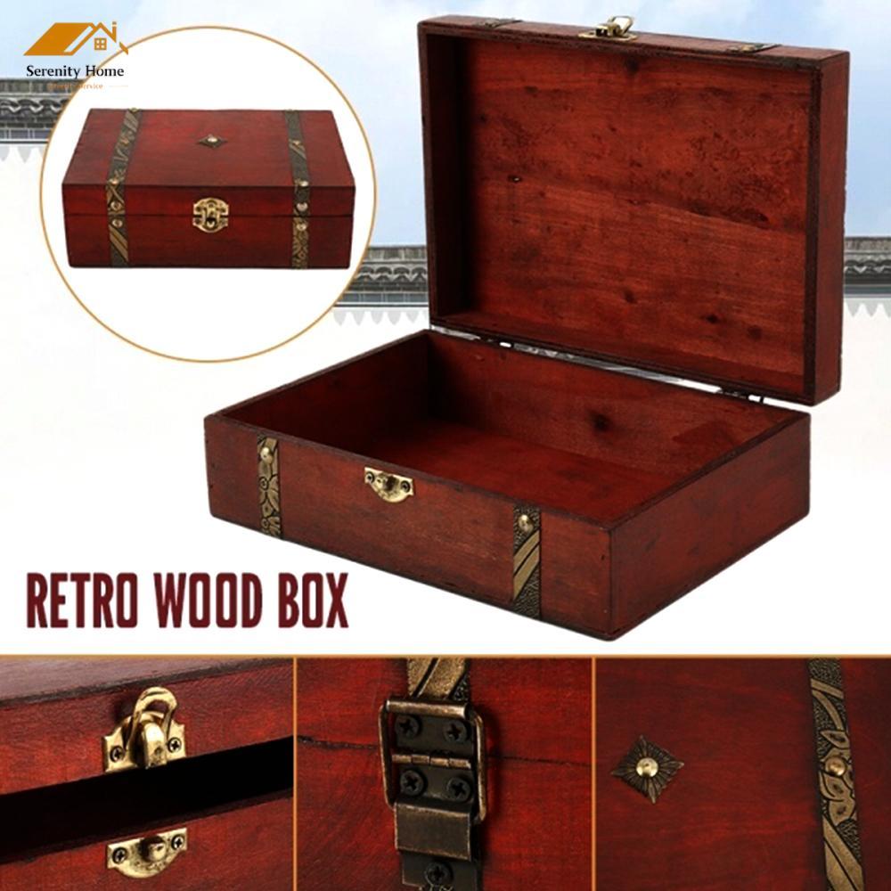กล่อง ไม้ธรรมชาติกรณีการจัดเก็บบ้าน Retro ไม้ Keepsake กล่อง ไม้ 23 x 16 x 7.5 ซม.