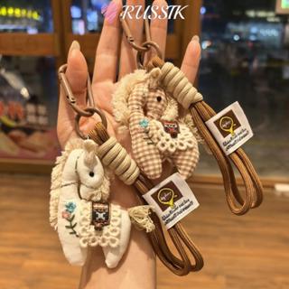 พวงกุญแจโพนี่ รัสซิก จี้ม้าม้าผ้าแฮนด์เมดขนาดเล็กเชือกถักผ้า…