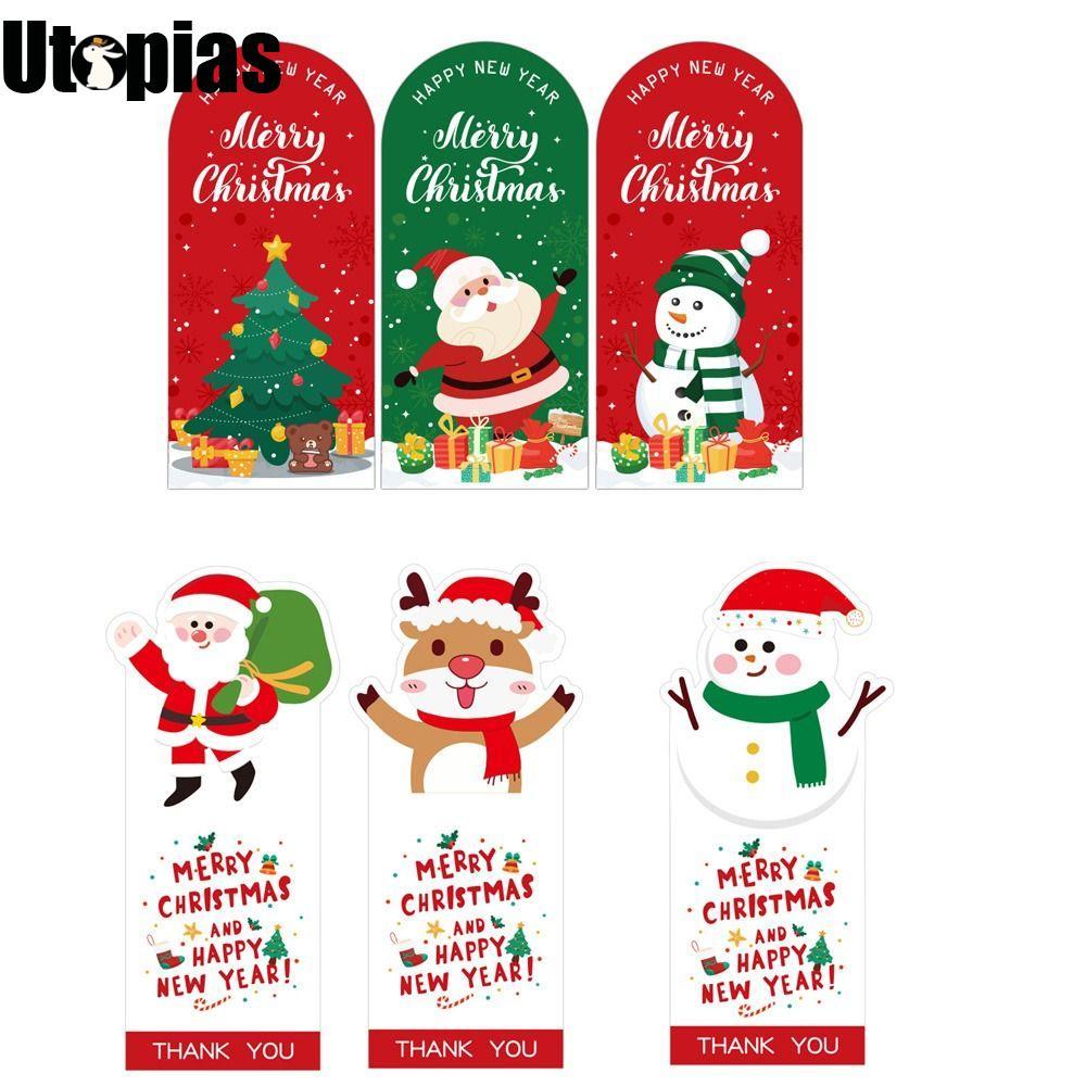 [UTOPIAS] 50 ชิ้น/แพ็คสติกเกอร์กระดาษ, แพ็คเกจบิสกิตกาวตนเอง Merry Christmas Labels, Wrapping Seal L