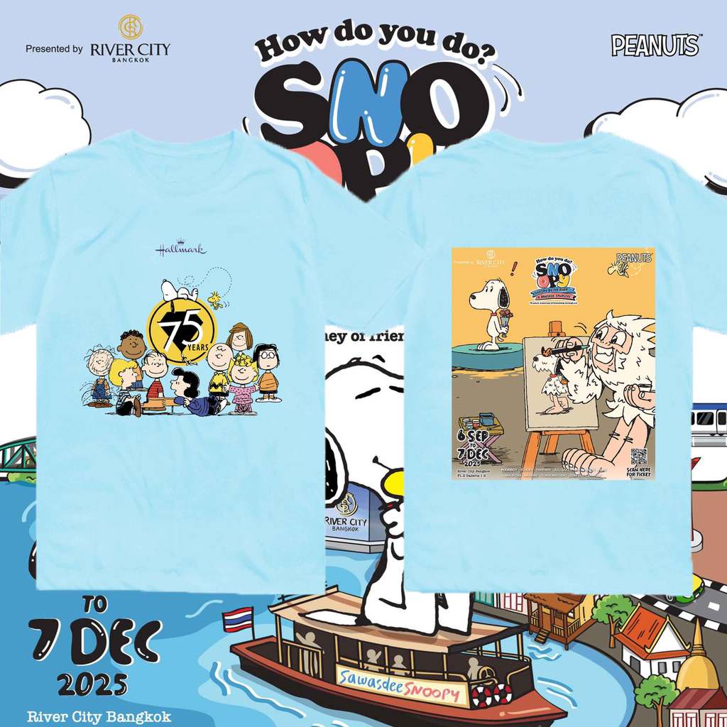 Celebrating 75 Years of Snoopy  | Retro Cartoon Graphic Tee เสื้อยืดครบรอบ75ปี