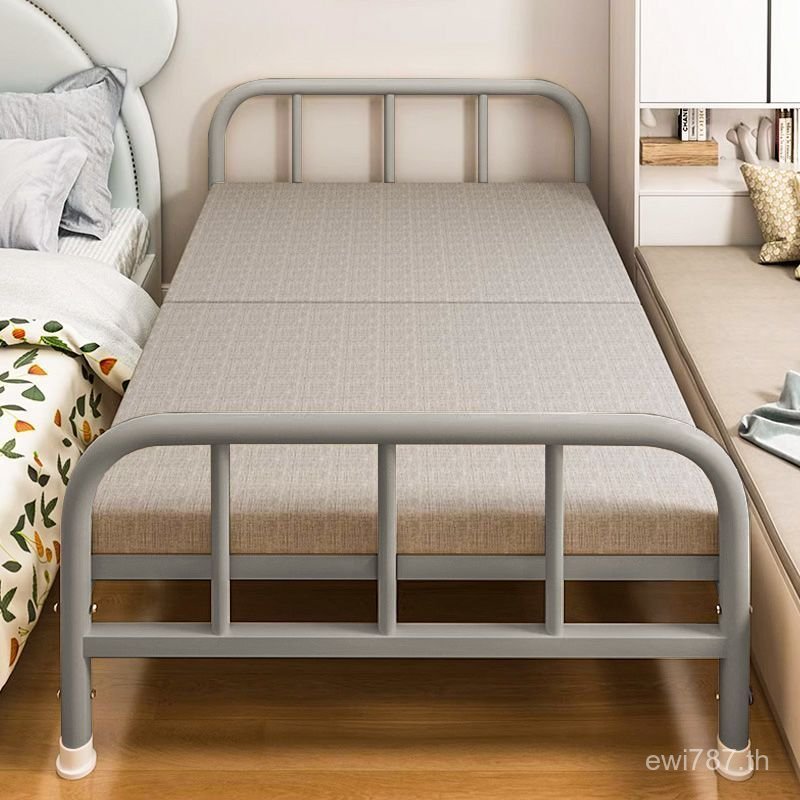 สํานักงานที่เรียบง่ายเตียงขนาดเล็กเตียงเหล็กหอพักพับเก็บได้เตียงงีบเตียงเดี่ยวพักกลางวันเช่าบ้านผู้ใ