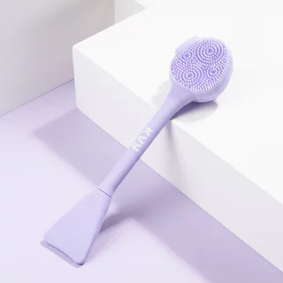KVY Facial Cleansing Brush & Mask Applicator Fan Shape #Purple เควีวาย แปรงล้างหน้าซิลิโคน พร้อมไม้พายรูปทรงใบพัด.