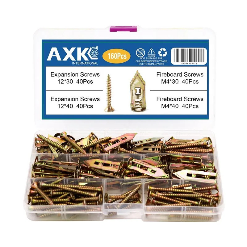 160pcs Self Drilling Anchor Gypsum Expansion Drywall Anchor Carbon Steel Zinc Plated with Self Tappi