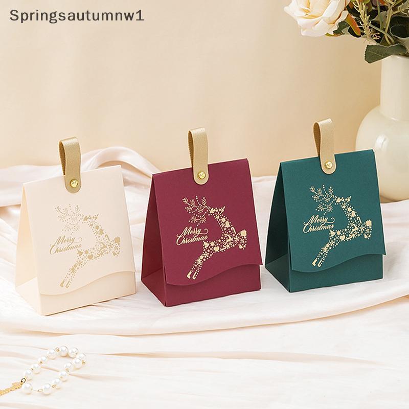SPR 5 ชิ้น Merry Christmas กล่องของขวัญสําหรับห่อคุกกี้และกล่องขนมกระเป๋าของขวัญคริสต์มาส MNW