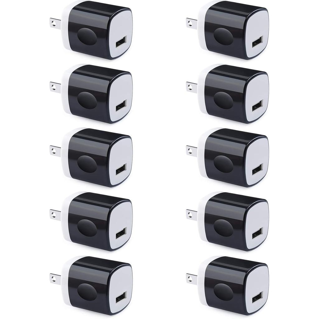 Wall Adapter 10 Pack,UorMe 1A 5V Single Port Charger Power USB Plug Charging Cube Block Box Compatib