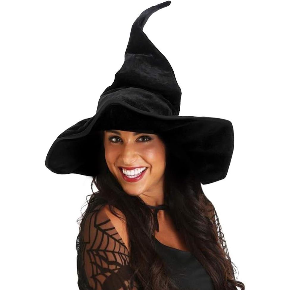 Large Black Wicked Witch Hat for Women,Halloween Witch Cap Cosplay Costume Accessory for Party Favor