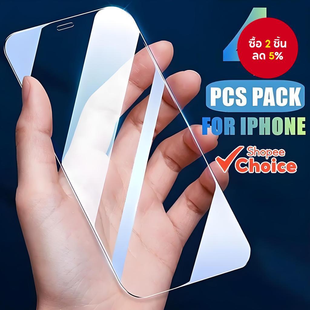 4PCS ฟิล์มกระจกนิรภัย 9H Ultra HD สําหรับ iPhone 16 15 14 13 12 11 Pro MAX XS XR 6 7 8 Plus