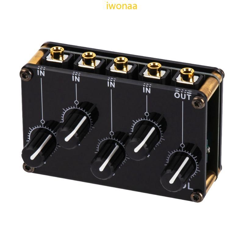 Iwo Mini 4 Channel Stereo Line Mixer 4in1out สําหรับการบันทึกสตูดิโอสดเสียงรบกวนต่ํา