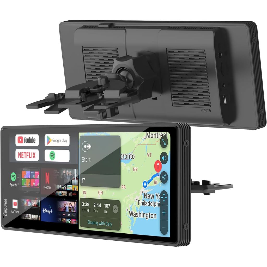 CARPURIDE Wireless CarPlay & Android Auto 4+64GB 8-Core, Online & Offline GPS Navigation หน้าจอเล่นร