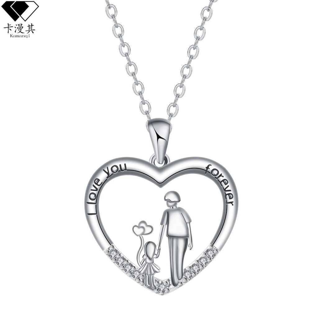 Knn-991 จี้รูปหัวใจวันพ่อสร้อยคอสีกากียุโรปอเมริกัน Cross-Border เครื่องประดับเสื้อกันหนาว High-End 