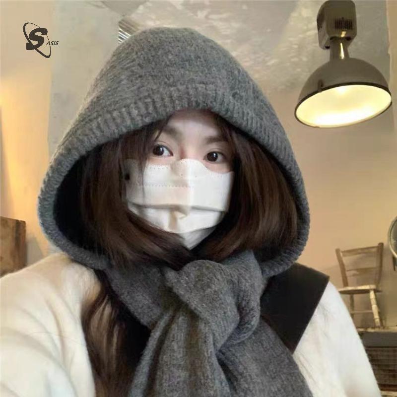 หมวกขนสัตว์และผ้าพันคอดอกลม ออกแบบแฟชั่นสำหรับผู้หญิง เหมาะสำหรับฤดูใบไม้ร่วงและฤดูหนาว - รูปที่ 3