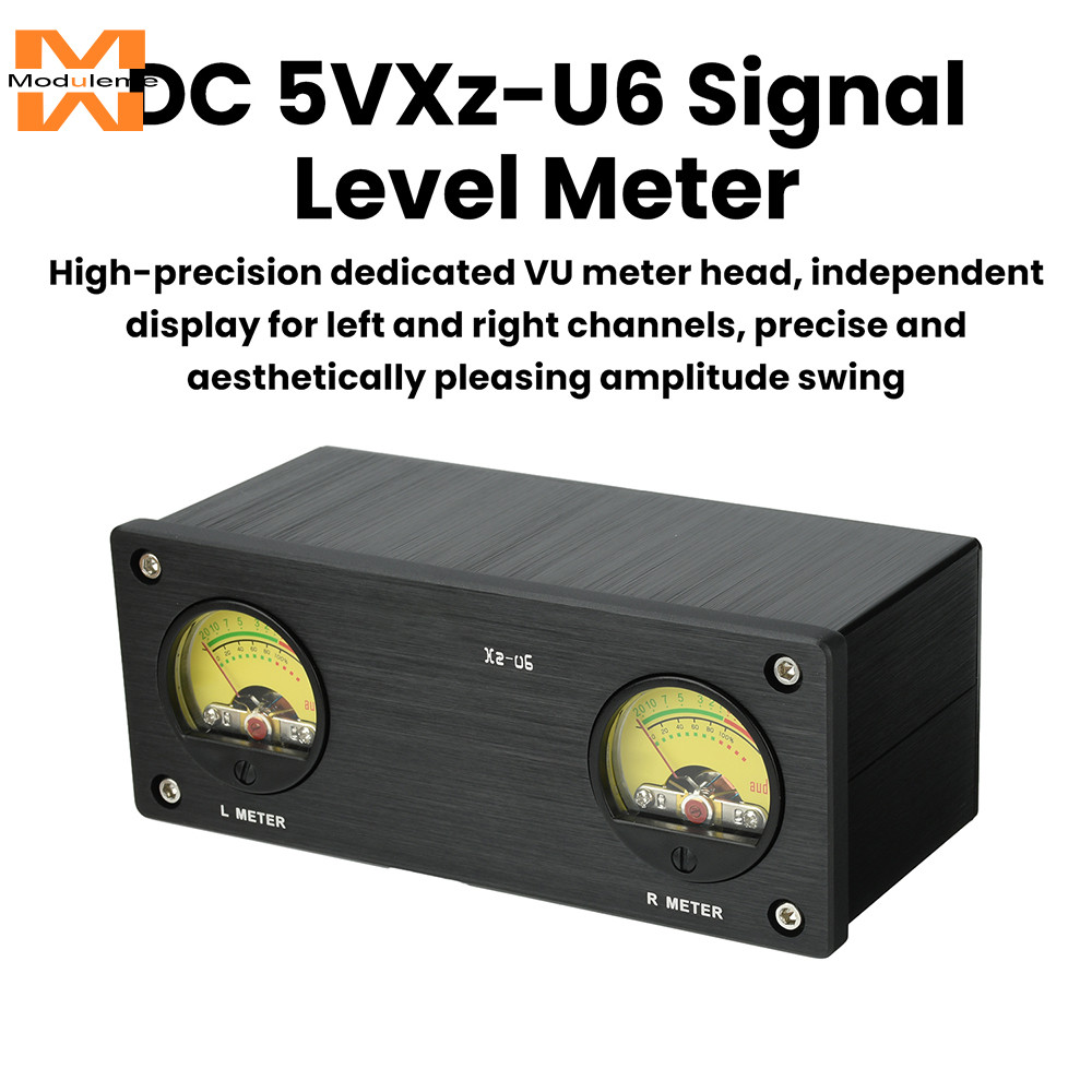 DC5V Xz-U6 เครื่องวัดระดับสัญญาณ VU เครื่องวัดระดับสัญญาณเสียง VU Meter 3.5 มม./RCA Connector