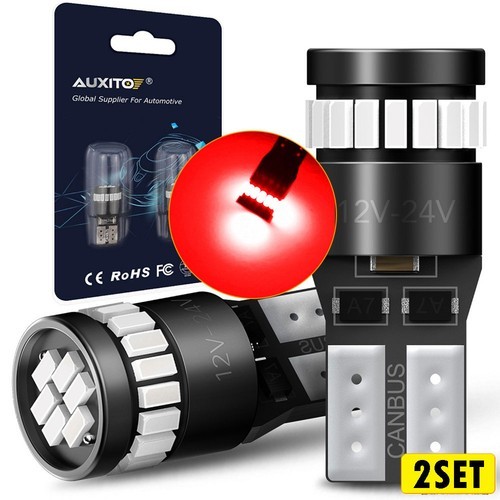 4PCS T10 501 W5W CAR SIDE LIGHT BULBS ERROR FREE CANBUS 24 SMD LED Red Colour