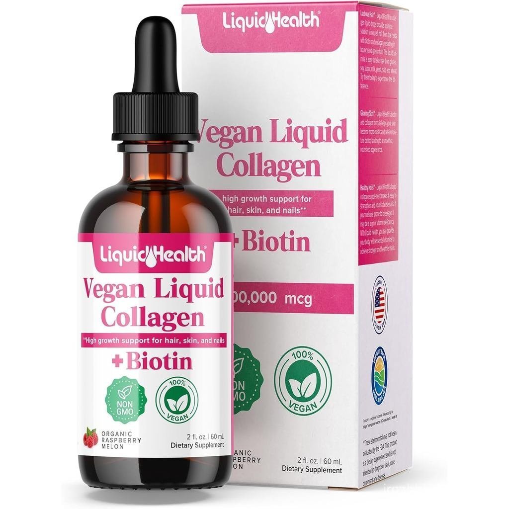 LIQUIDHEALTH 100% Vegan Collagen Plus Biotin 100,000mcg Liquid Drops - คอลลาเจนเหลวจากพืชสําหรับผู้ห