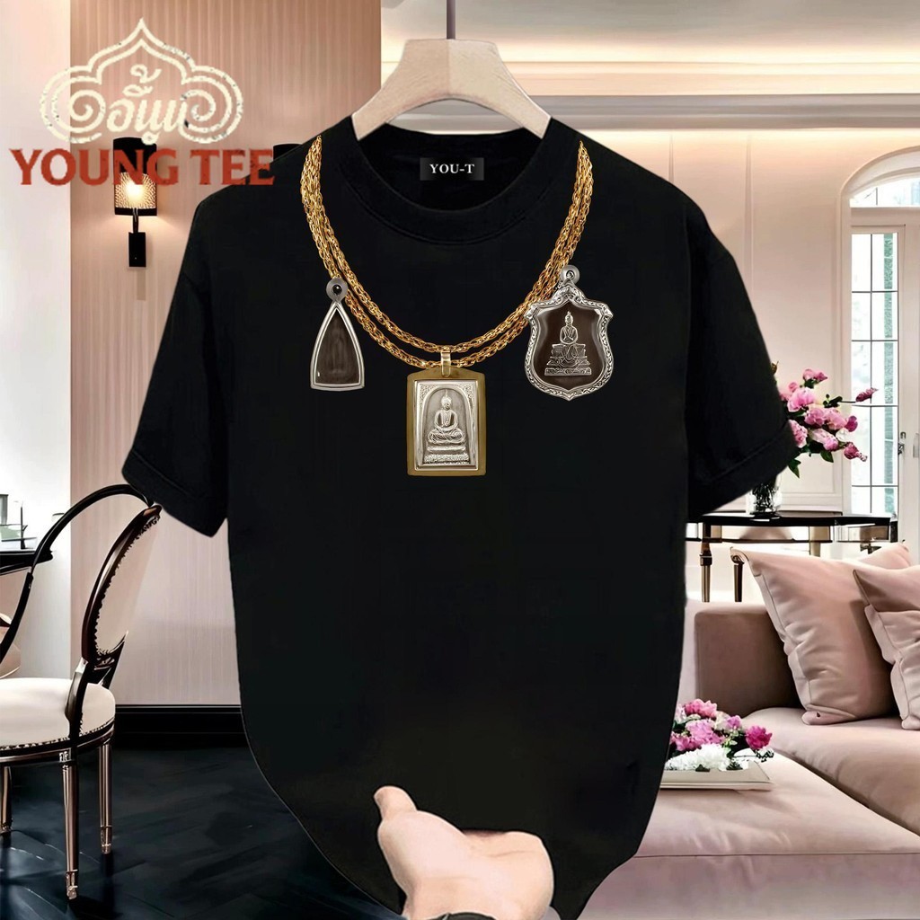 💥 เสื้อผู้ชาย เสื้อยืด oversize สตรีท เกรดพรีเมียม โคตรนุ่ม เสื้อคอตตอน100% ไม่หดตัวลาย ลาย "Amulet necklace"