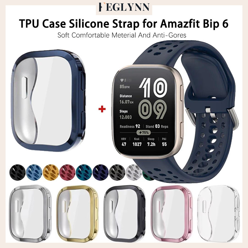 สายยาง TPU กรณีอ่อน for Amazfit Bip 6 ครอบคลุมหน้าจอเต็มครอบคลุมป้องกันกีฬาซิลิโคนแถวนุ่ม for Smartwatch Amazfit Bip 6