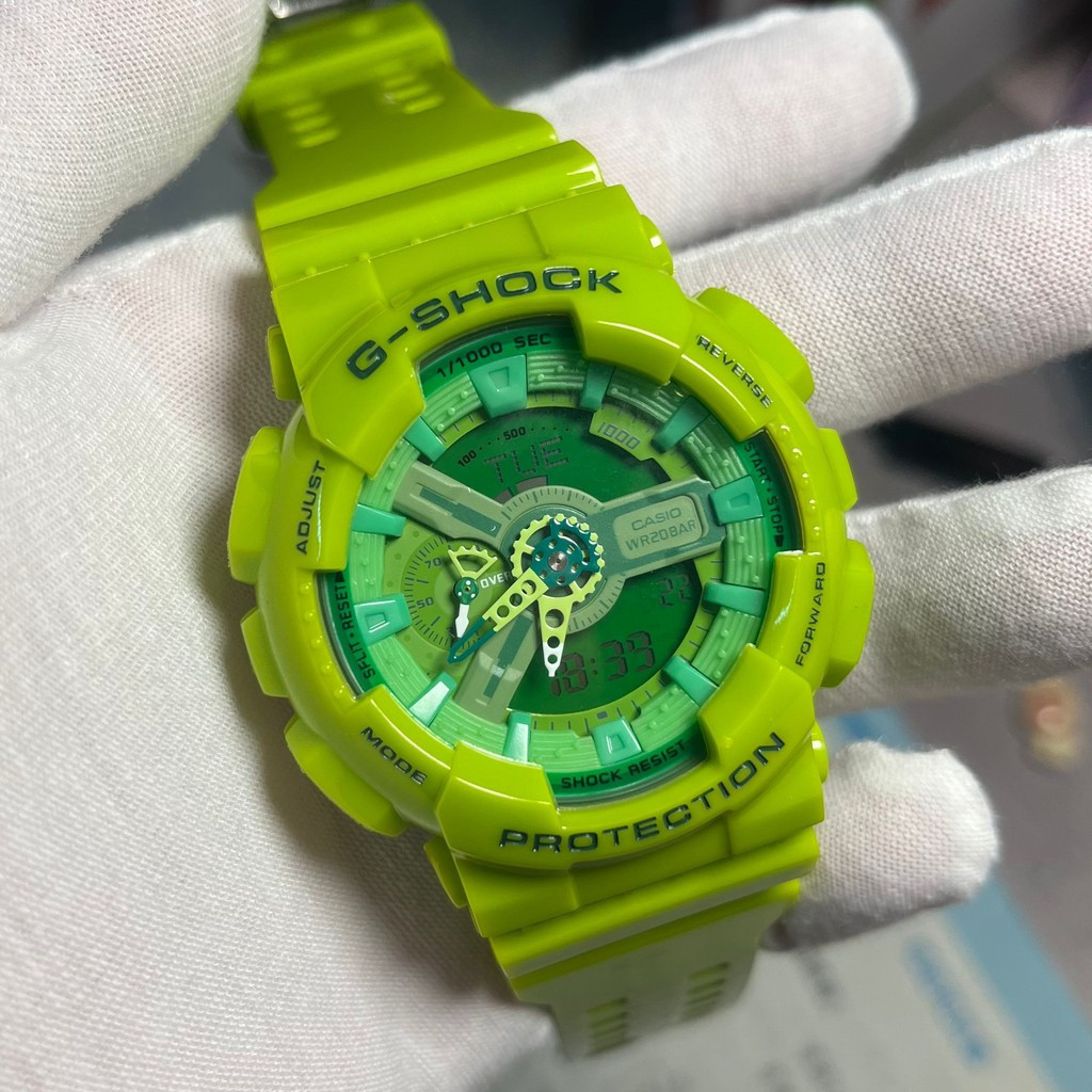 KK g-shock GA-110 Fluorescent Green Analog Digital Dual Time Sports Watch ญี่ปุ่นกันน้ํา HV846