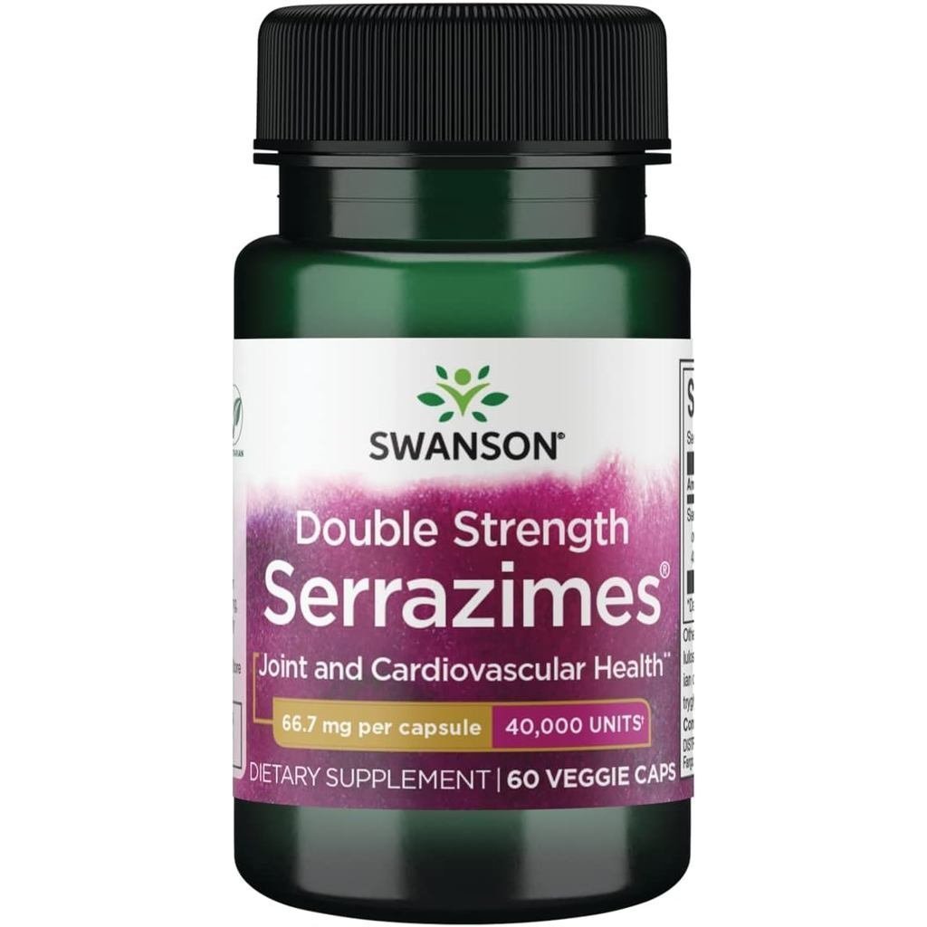 Swanson Optimum Potency Serrazimes 40000 หน่วย 40000 หน่วย 60 Veg แคปซูลเอนไซม์