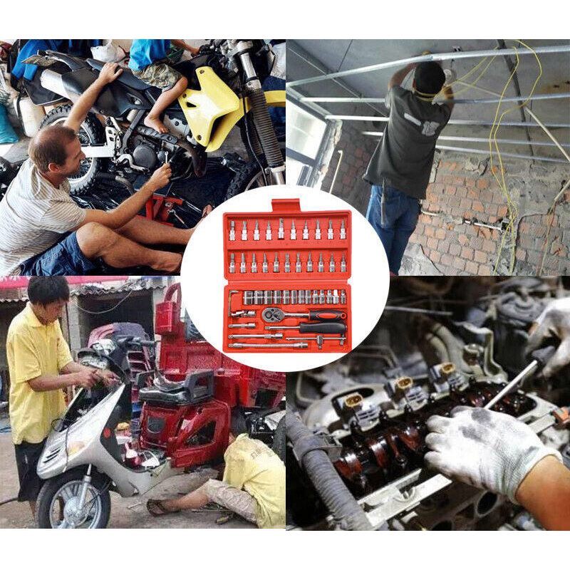 ชุดบล็อกประแจ เครื่องมือช่าง ชุดประแจบล็อก 46 ชิ้น บล็อก 1/4 ชุดบล็อก ประแจ Hand Tools ชุดเครื่องมือ - รูปที่ 6