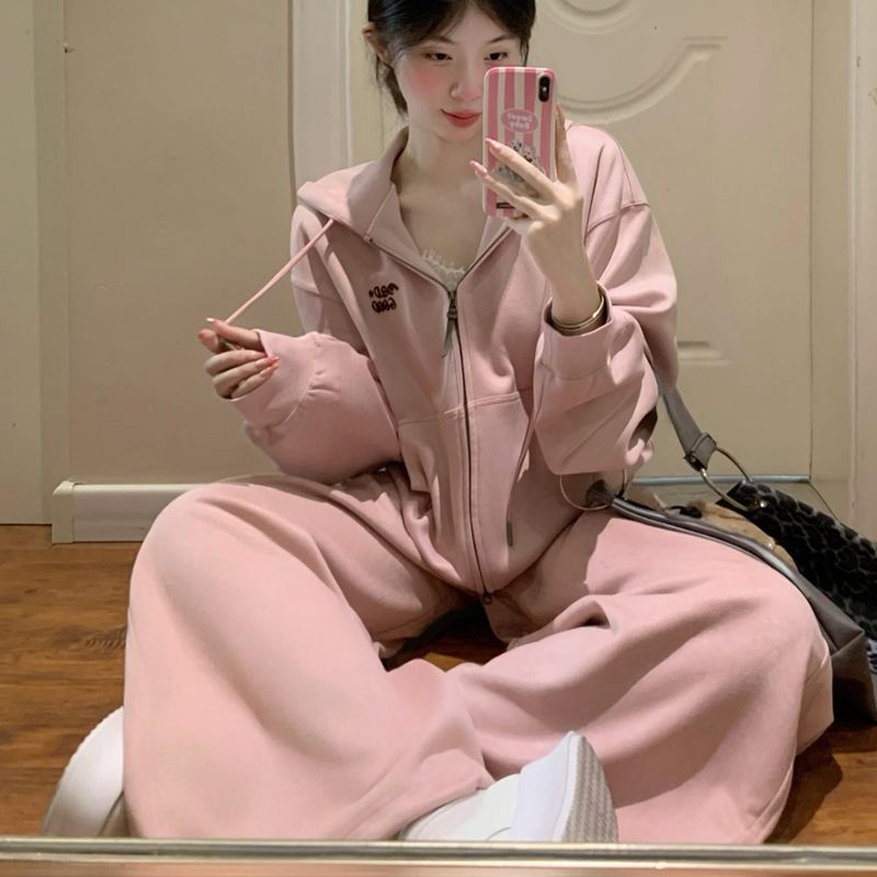 Preppy สไตล์ชุดกีฬาผู้หญิงฤดูใบไม้ผลิฤดูใบไม้ร่วงหลวม Slimmer ดูเกาหลีรุ่นแฟชั่น Age-Reduction Sweat