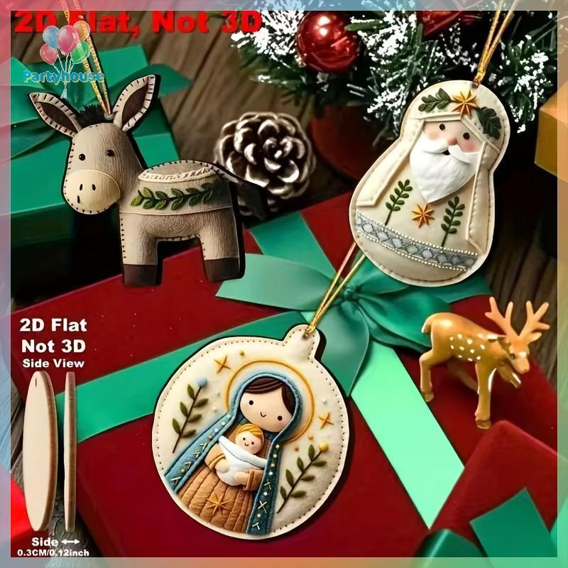 UVIG> 6/12/24/36Pcs Christmas Tree Decor Vintage 2D Christmas Angelสาวจี้ไม้สําหรับบ้านXmas Wallเครื่องประดับตกแต่งใหม่ - รูปที่ 4