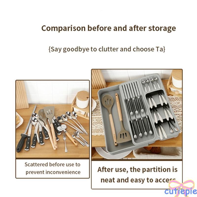 Cutie Utensils Holder Kitchen Drawer Organizers ลิ้นชักขยายได้ Dividers Organizer