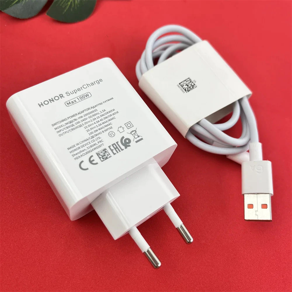 Original Honor 100W Charger EU US SuperCharge PD/QC 3.0 2 พอร์ต Quick Charge สําหรับ Honor 400 300 200 100 Pro Magic 7 6 &1/1.5/2 M ประเภท C สาย