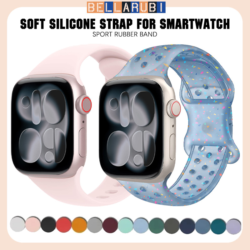 สายรัด for Smartwatch Ultra/SE 3 2 Iwatch Series 11 10 9 8 7 49 46 45 44 42 41 38มม รัดข้อมือซิลิโคนยางนุ่มแทน