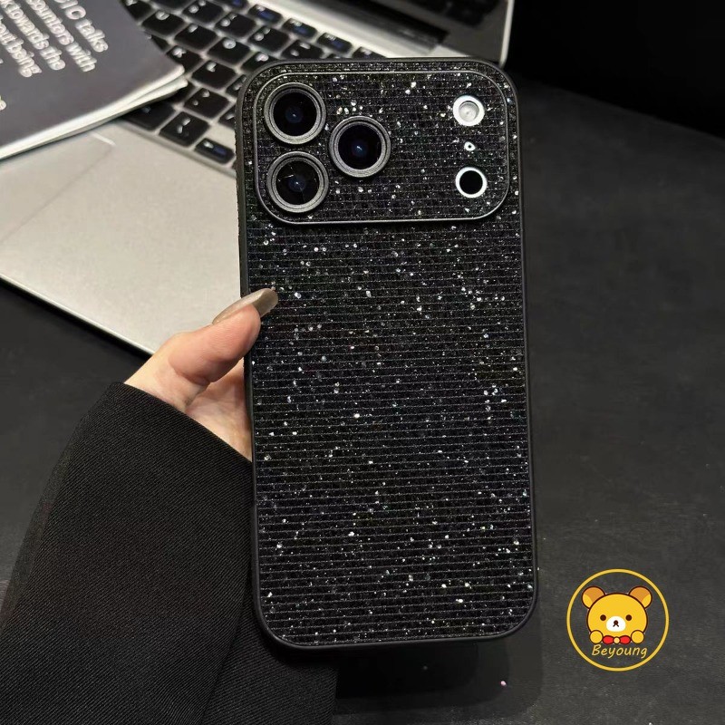 หรูหราGlitterสีดําเคสโทรศัพท์สําหรับRedmiหมายเหตุ15 14 13 12R 11 11T 11S 10 9 Pro Plus SE 13C 12 4G 5Gปลอกแฟชั่นSingกล้องป้องกันกันกระแทกนุ่มปกหลัง