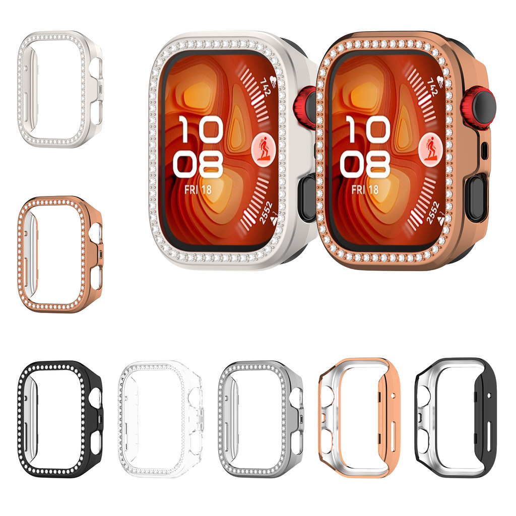 สําหรับ Huawei Watch Fit4 Fit3 Fit 4 3 Pro Hard PC 2 IN 1 กรอบกันชนนาฬิกาฝาครอบ + HD Slim กระจกนิรภัยเพชรคริสตัล Anti-scratch ป้องกันหน้าจอ