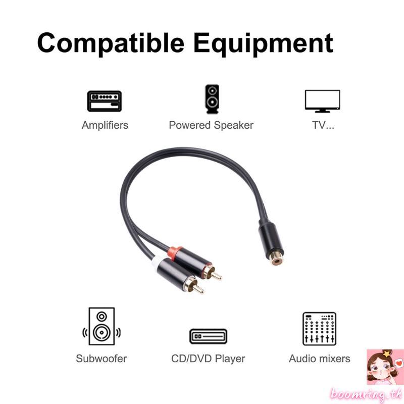 Boom RCA Y Adapter 2 RCA Male to 1 RCA Female Stereo Y Adapter Subwoofer Cable 2 Male to 1 Female Sp