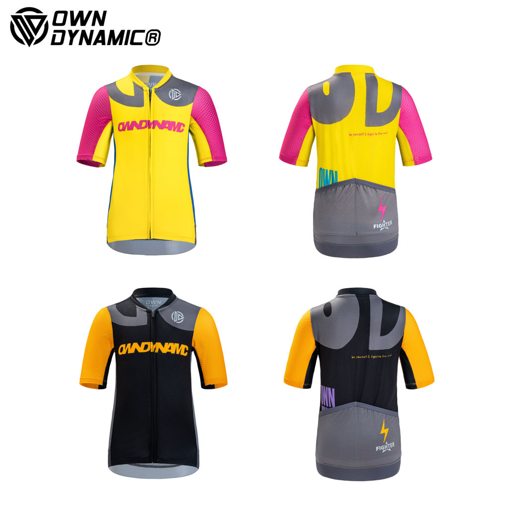 เสื้อกีฬาเด็กแขนสั้น Own Dynamic OD ชุดปั่นจักรยานด้วยซิป ระบายอากาศ ระบายเหงื่อ แห้งเร็ว กันแดด