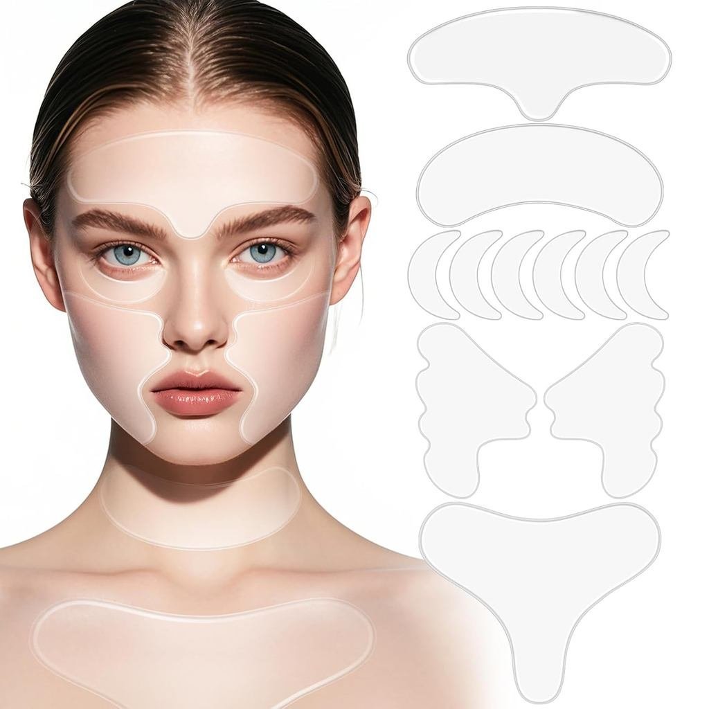 แผ่นแปะริ้วรอยคอ, แผ่นแปะซิลิโคนต่อต้านริ้วรอย, มาสก์หน้ากระชับหน้าอกแบบใช้ซ้ําได้, แผ่นเส้นละเอียดค