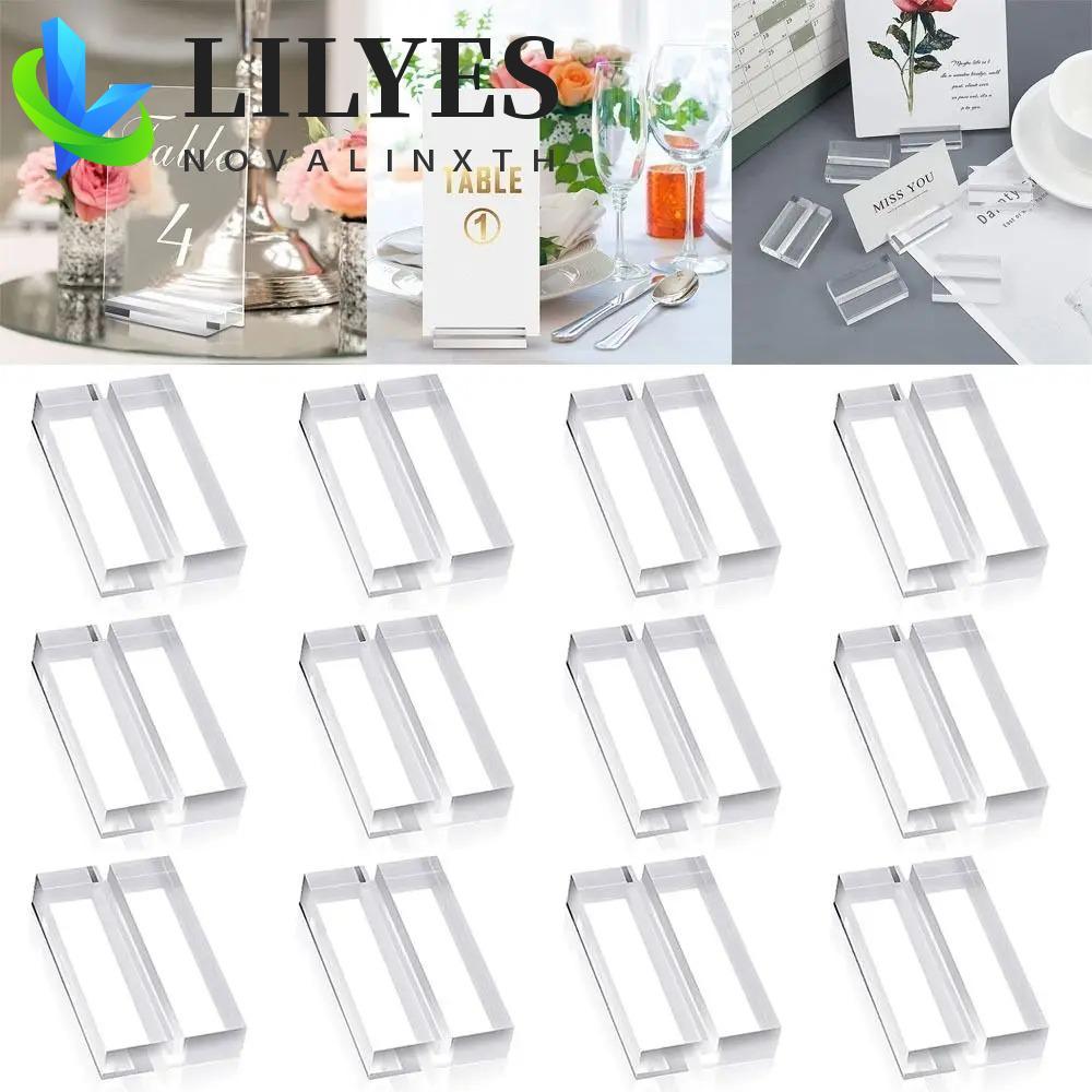 LILYES Place Card Holder, Blank Clear Acrylic Stand, Birthday Party Supplies ทนทาน DIY Table Number 