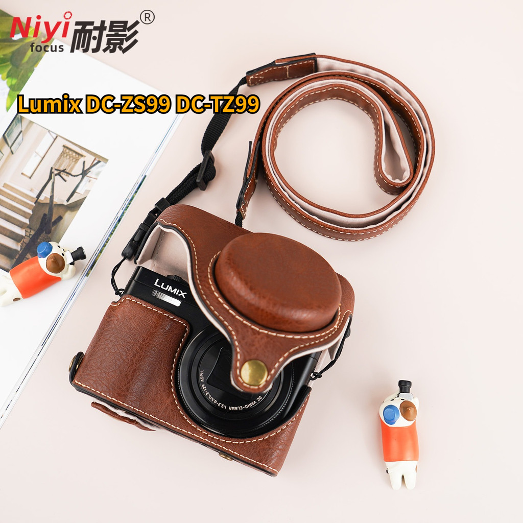 NIYI Lumix DC-ZS99 DC-TZ99 Retro กระเป๋าหนังสําหรับ Panasonic Lumix DC ZS99 DC TZ99 ฝาครอบกล้องแบตเต
