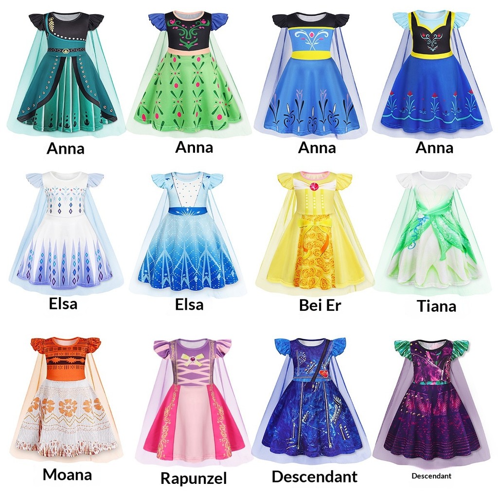ชุดคอสเพลย์เจ้าหญิง Elsa & Anna Belle สไตล์ใหม่สำหรับฮัลโลวีน พร้อมแขนผ้ากอซและกระโปรงเสื้อคลุม