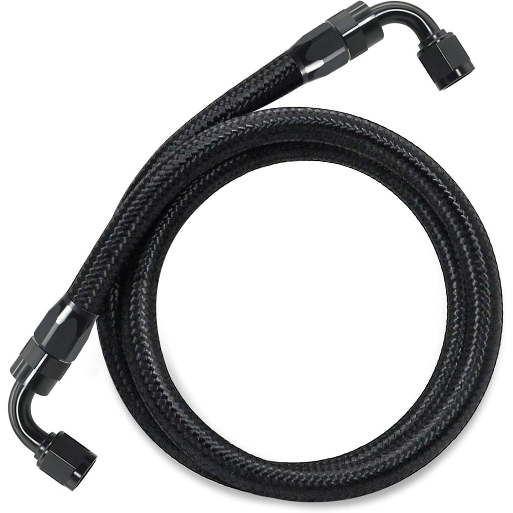 6AN Fuel Line Kit CPE, 2FT Assembled AN6 Braided Fuel Line with Hose End Fitting(90°+90°)