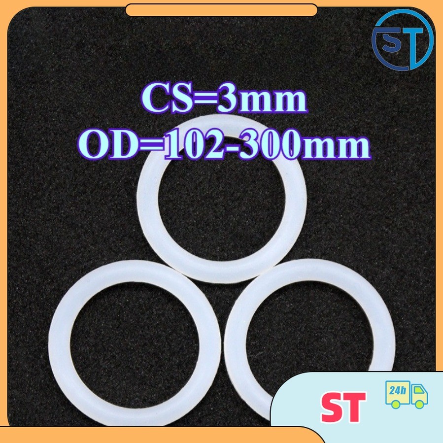 O-ring ประเก็น CS3mm * OD102-300mm O-ring แหวนซิลิโคนสีขาวซีลเกรดอาหารแหวนยางกันน้ําปะเก็นยืดหยุ่นST
