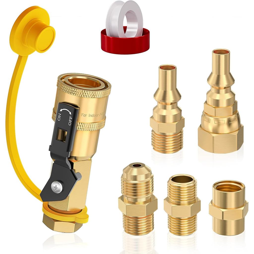 Propane Quick Connect Fittings, 7pcs Rv Quick Connect Propane Fittings for Low Pressure Gas Applianc
