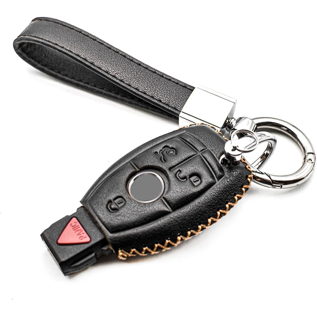 MECHCOS Compatible with Mercedes Benz C E S M CLS CLK G GL Class Smart 3 or 4 Buttons Leather Keyles