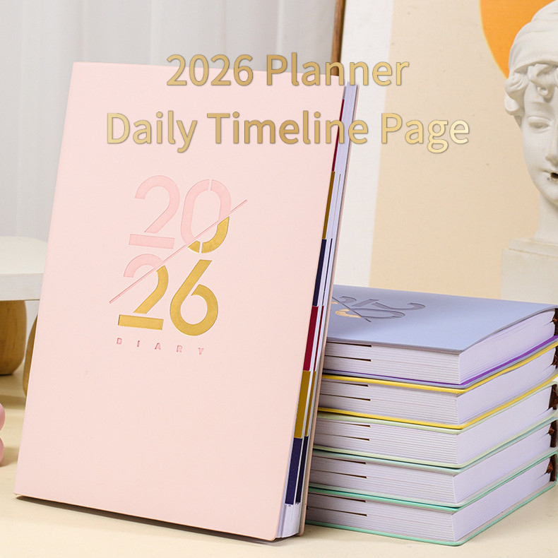 2026 Planner Notebook English Agenda LeatherCover รายเดือน/รายสัปดาห์/Dairy Planer Journal สําหรับนั