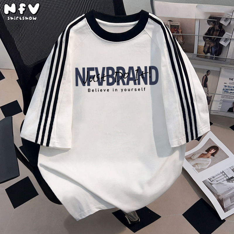 [จัดส่งจากกรุงเทพฯ]NFV ลำลองแมทช์ลุคง่าย✨แฟชั่นเกาหลี ลายพิมพ์ตัวอักษร ระบายอากาศ ใส่สบาย ทรงหลวม YG3520